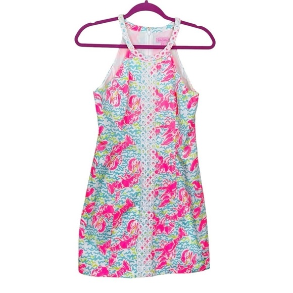 Lilly Pulitzer Pearl Pop Up Lobstah Roll Lace Detail Shift Dress Size 2 - Picture 6 of 15